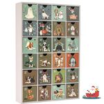 SUNGIFT Wooden Advent Calendar, Dog Wood Reusable Advent Calendar with 24 Drawers, 13 Inch Countdown to Christmas Empty Refillable Advent Calendar to Fill 2023, Green