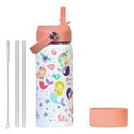 TOM & BELL Insulated Water Bottle for Kids 500ml,Double Wall Water Bottle for School, Sipper Bottle,Hot and Cold, Premium 304 Stainless Steel (NEW MERM, 500ml)