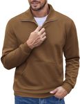 COOFANDY Mens Long Sleeve 1/4 Zip Polo Sweatshirts Casual Fashion Sweaters Collar Pollovers with Pocket Brown