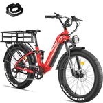 FREESKY Electric Bike 1600W Motor, 57KM/H & 150KM Max Range, 48V 20Ah Removable Battery Ebike, 26" Fat Tire, 7-Speed & Full Suspension Step-Thru Commuter E Bike for Adults with Rear Basket