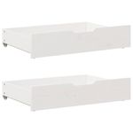 vidaXL Under-Bed Drawers - 2pcs Storage Boxes, White Pine Wood, 80x55x16 cm, 20kg Capacity Each - Sliding Drawer with Wheels, Bedroom Storage Solution