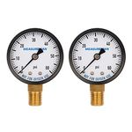 MEASUREMAN 2" Dry and Utility Pressure Gauge, Swimming Pool Filter Pressure Gauge, Spa, Aquarium, Water Pressure Gauge, 1/4" NPT Lower Mount 0-60Psi x 2 pcs