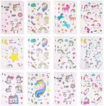 KUUQA 24 Sheets Unicorn Temporary Tattoos for Boys and Girls,82 Unicorn Designs, for Unicorn Birthday Party Supplies and Birthday Gift（12 Patterns Sheet）