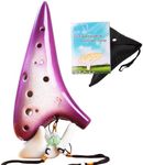 ZETONG Ceramic Ocarina 12 Hole Alto C Crackle Pattern Ocarina with Text Book and Protective Bag, Perfect for Beginners and Professional Performance (Purple)