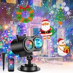 Halloween Christmas Projector Lights 2-in-1 Moving HD Patterns with 3D Ocean Wave LED Landscape Lights Waterproof Outdoor Indoor Holiday Projector Lights Xmas Halloween Decorations for Yard Garden