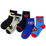 CVAYU 5 pairs Superhero Toddlers socks.The US Captain socks,cotton socks,bed socks.Spiderbat Ankle socks,US Supe Captain Socks(5 Pairs, 4-6 Years)