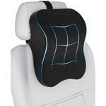 FOVERA Car Neck Rest Pillow (Pack of 2) | 2 Years Warranty | Memory Foam Neck Pillow for Car, Car Seat Head Rest Cushion for Neck & Cervical Support - Relieves Neck Pain (Large, Black)