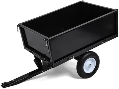 YITAMOTOR 500 Pound Steel Dump Cart Tow Behind Lawn Dump Cart for Lawn Tractor Black