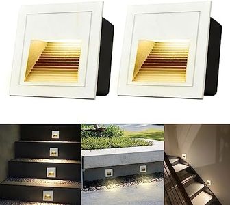Arotelicht 2Pcs LED Empotrable de Pared Cuadrado Blanco Cálido 3000K IP65 Impermeable Luces de Escalera Luces de Caminata Lámpara de Cabecera de Aluminio Blanco Iluminación y Luces Decorativas
