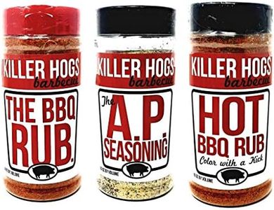 Killer Hogs Barbecue Rub Variety Pack - Original BBQ Rub, Hot BBQ Rubs, and A.P. Seasoning - Pack of 3 Bottles - 16 oz Per Bottle - 48 oz Total