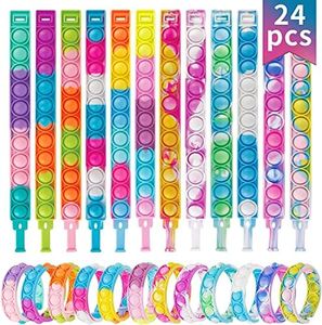 Pop Fidget Toys Its Party Favors Kids Toys for Girls, 24 PCS Pop Bracelet It Fidgets Packs Toddler Toys Party Supplies Classroom Prizes, Easter Basket Stuffers Stress Sensory Toys Pop Girls Toys