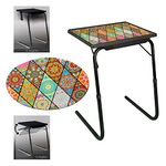 TABLE MAGIC - Laptop Table mat Finish, Lapdesk, Utility Table, Height Adjustable Table, Work at Home Table, Study Table, Kids Study Table (TM Regular- Mandala Black, Large) Alloy Steel