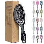 Ninabella Detangling Hair Brush for Women & Men - Does not Pull, Removes Tangles, Brushes for Straight, Curly & Wet Hair - Detangle Brush - Unique Spiral Hairbrush, Black with Pink