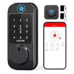 WiFi Keyless Front Door Lock: SMONET Fingerprint Entry Smart Locks, App Remote Control for Rental, Digital Keypad Bluetooth Deadbolt Lock with Alexa Auto Lock Notification Code Fob for Home, Black