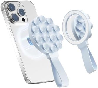 Magnetic Silicone Suction Cup Phone Mount Built-in Mirror for MagSafe,Sticky Phone Grip Holder for iPhone, Hands-Free for Makeup Shower, Octo Sticky Buddy Thing Back of Case for TikTok Selfie Video