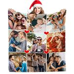 Custom Blankets with Photos Collage,Personalized Throw Blanket Pictures Name Text for Family Friend Gifts