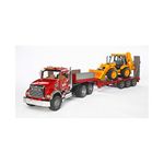 Bruder 02813 Mack Granite Flatbed Truck with JCB Loader Backhoe