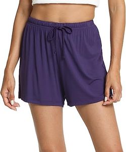 GYS Pajama Shorts for Women - Viscose Made from Bamboo, Soft Sleep Shorts Stretchy Sleepwear Casual Pj Bottoms, Purple, X-Large