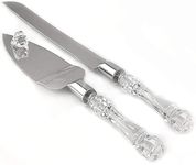 RONFILD Stainless Steel Cake Serving Set - 1 PC Cake Cutting Knife + 1 PC Cake Server Cake Décor with Crystal Handles for Weddings, Birthdays, Cakes, Gifts (Set of 1)