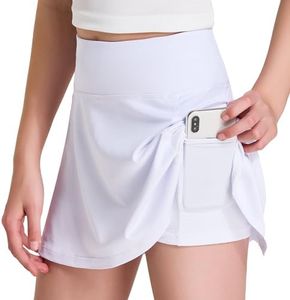 FitsT4 Sports Girl's Golf Skirt Adjustable Waist Active Tennis Skort UPF50+ White