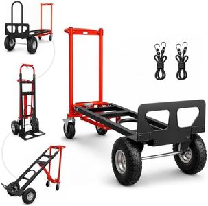 4 in 1 Convertible Hand Truck, Heavy Duty Alloy Steel Folding Dolly Cart with Wheels, 1000 LBS Capacity with 10" Solid Tires & Tie-Down Straps for Warehouse, Luggage Moving, Freight Handling, Shopping