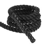 MECCANIXITY Battle Rope 10ft x 1 Inch Polyester Workout Rope Heavy Fitness Exercise Rope for Strength Training Home Gym Muscle Building, Black