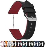 8 Colors for Quick Release Silicone Rubber 22mm Watch Band, Fullmosa Rainbow Soft Rubber Watch Strap with Stainless Steel Buckle 22mm Black Top/Red Bottom