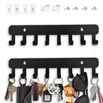 Echehi 2pcs Key Hooks Self Adhesive, Key Holder for Wall with 8 Hooks to Hang Keyrings, Coat, Umbrella, Sunglasses, Jewelry Necklaces