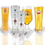 Roxley Pint Glasses Set Amstel Moretti Strongbow Heineken Blade Set Lager Beer Pint Glass Set x5 Man Cave Made in UK
