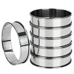 FANGSUN Crumpet Rings, English Muffin Rings 4 Inch,Stainless Steel Tart Rings for Baking,Double Rolled Nonstick Round Cake Ring, Metal Pastry Ring Mold for Griddle, Cooking Egg Ring for Dessert Food