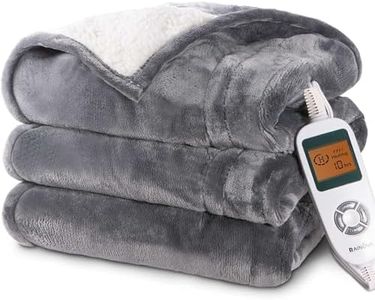 RAINOVA Heated Blanket Electric Throw, Electric Blanket-90''x100'', Soft Flannel Heating Blanket, 10-Level Heating, 10-Hour Auto-Off, Gifts for Parents and Elders, Gray, ETL & FCC Certified