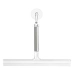 InterDesign Forma Bathroom Shower Door, Window and Mirror Squeegee with Suction Storage Hook - 12", Brushed Stainless Steel/Clear