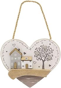 Plaque murale en bois en forme de cœur avec inscription « Family and Friends », style shabby chic