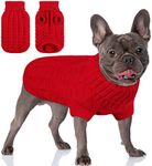 AOFITEE XL Dog Sweater, Knitted Dog Christmas Sweater for Dogs Girls Boys, Cold Weather Turtleneck Dog Knitwear, Classic Solid Color Sweatshirt for Small Medium Dogs Cats, XL Red