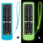 【2 Pack】 Silicone Protective Case for LG-TV-Remote Glow in The Dark, Remote Cover for LG Smart TV Remote AKB75095307 AKB75375604 AKB74915305(Luminous Green + Blue)