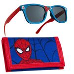 Marvel Boys UV Protection Sunglasses and Trifold Wallet Set - Boys Gifts (Red/Blue Spiderman)