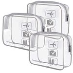 3pcs Lermende TSA Approved Toiletry Bag with Zipper Travel Luggage Pouch Carry On Clear Airport Airline Compliant Bag Travel Cosmetic Makeup Bags - Grey