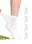 HUGH UGOLI Women Diabetic Ankle Socks, Super Soft & Thin Bamboo Socks, Wide & Loose, Non-Binding Top & Seamless Toe, 4 Pairs, White, Shoe Size: 6-9