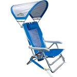 GCI Outdoor Sunshade Backpack Beach Chair | Reclining Folding Canopy Chair with Durable Armrests, Drink Holder & Carry Straps, Perfect for Beach Trips & Picnics — Saybrook Blue