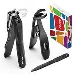 BEZOX Nail Clipper Set for Seniors – Curved Head Toe Nail Clippers, 360° Rotating Jaw Toenail Clippers for Thick Nails & Metal Nail File for Comfortable, Easy Trimming
