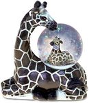 Giraffe Snowglobe Unique Mom and Child Resin Stone Black Finish Souvenir Collection - Elegant Snowglobes Safari Theme Animal Keepsake - 3.9 inch Savannah Figurines Gifts for Young and Adults - 9479