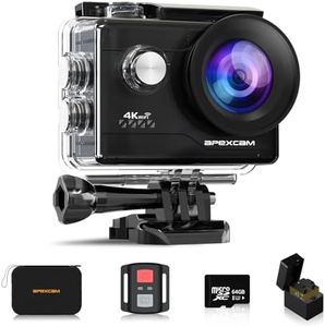 Apexcam Action Camera 4K with 64G SD Card Sports Camera 20MP 131FT Waterproof Underwater Camera 170°Wide-Angle WiFi Camera with 2.4G Remote Control, 2 Batteries, Mounting Accessories Kits