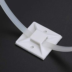 Self Adhesive Cable Tie Mounts - 3M Strongly Adhesive-Backed Zip Tie Base Holders for Home, Office Cable Wire Management(19.5mm x 19.5mm, White, 100pack)