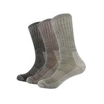 Vihir 3 Pack Men's Thermal 80% Merino Wool Hiking Calf Tube Socks Crew Sock for Skiing, Trekking, Hiking（MIX,7.5-10.5