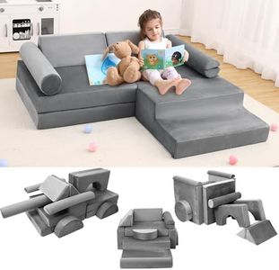 GarveeHome Modular Kids Couch 13PCS Nugget Couch,Toddler Couch for Creative Boys Girls, Convertible Nugget Couch Kids Modular Play Couch, Kids Sofa for Playroom,Grey 56.7"x28.35"