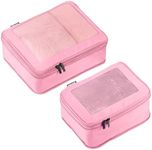 Aerotrunk Compression Packing Cubes for Travel - Luggage Organizer Bags - Double Zipper Packing Cubes for Suitcases (2-Pack, Pink)