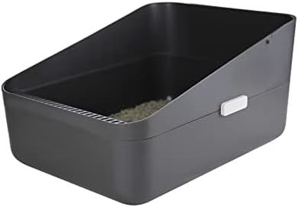 Sfozstra Open Litter Box,Prevent Sand Leakage, Durable High Side Sifting Litter Box for Small Cats,Secure and Odor Litter Box, Removable Litter Box, Easy to Clean (Dark Grey Small)