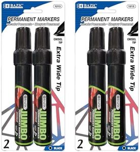 BAZIC Products Permanent Marker Jumbo Chisel Tip 8mm Wide, Black Color Markers, Coloring on Plastic Wood Metal Glass Stone for Art Office (2/Pack), 2-Packs