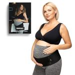 BABYGO® 2 in 1 Pregnancy Belly Band Support for Bump | Pelvic Maternity Belt for Pregnant Women | Helps with Back, Hip Pain | 50 Page Book with Exercises Included | Black One Size