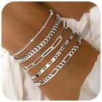 Gokeey Silver Chain Bracelets Set J